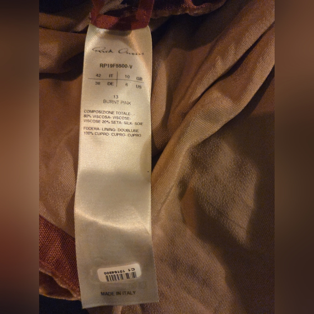 Rick Owens Burnt Pink Velvet Wrap Dress - Picture 12 of 14